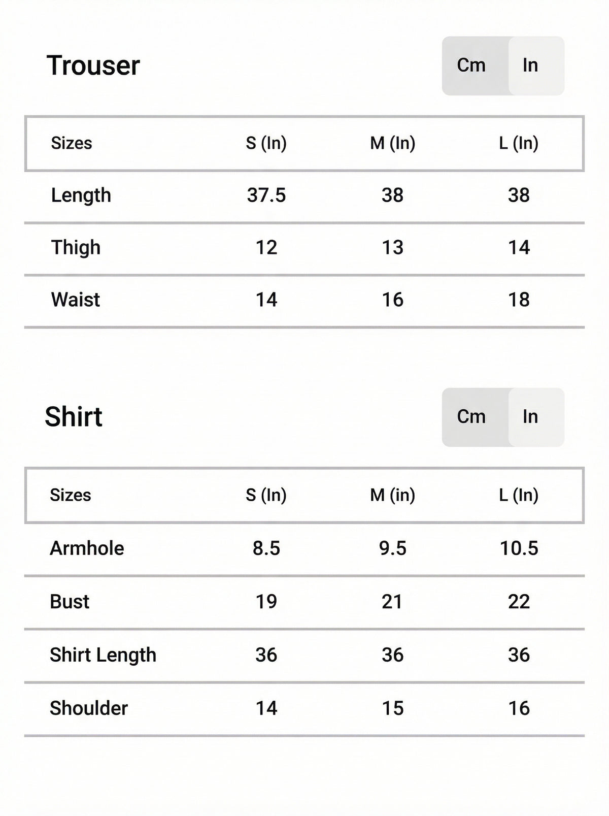 Size chart for Shaahnoor Premium Women’s Kurta Set – Embroidered 2 Piece Outfit