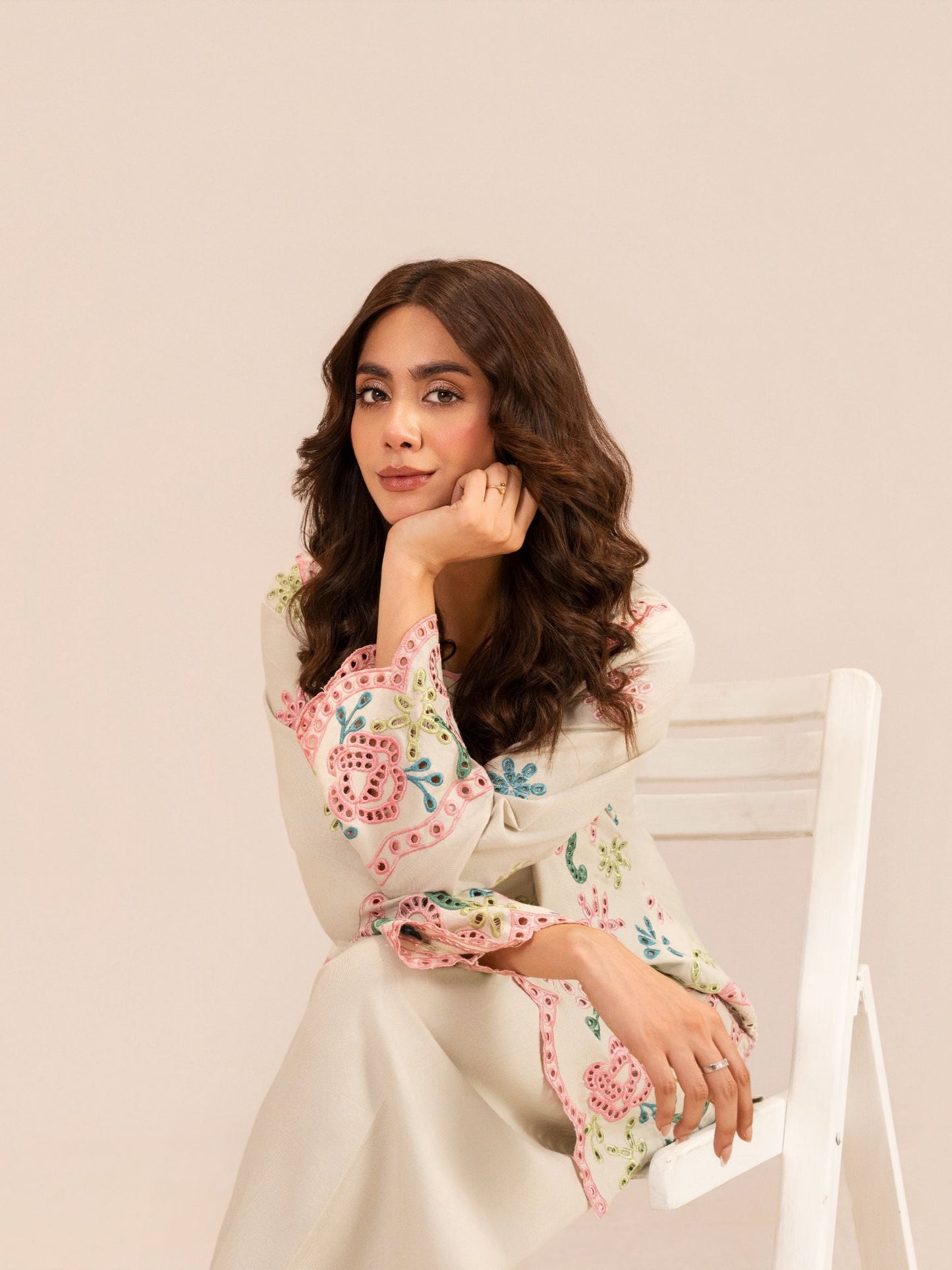 Embroidered Dhanak Fabric Kurta Set for Women