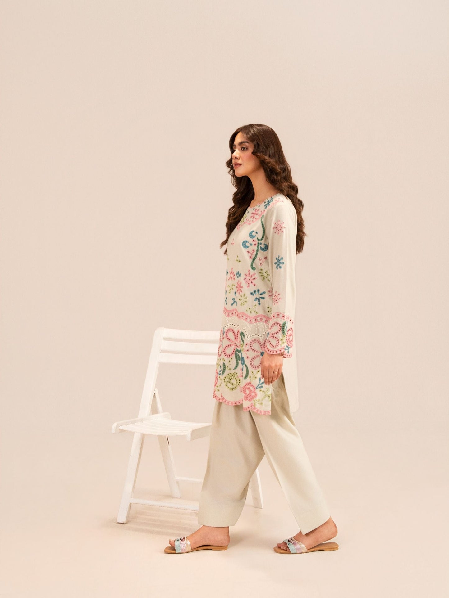 Embroidered Dhanak Fabric Kurta Set for Women