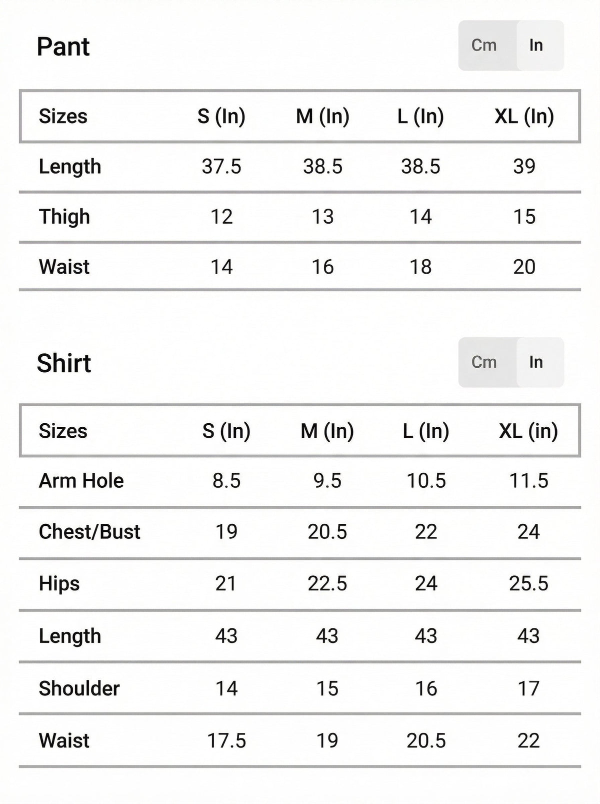 Size chart for Women’s White Linen Kurta 3 Piece Suit - Ellyse Linen