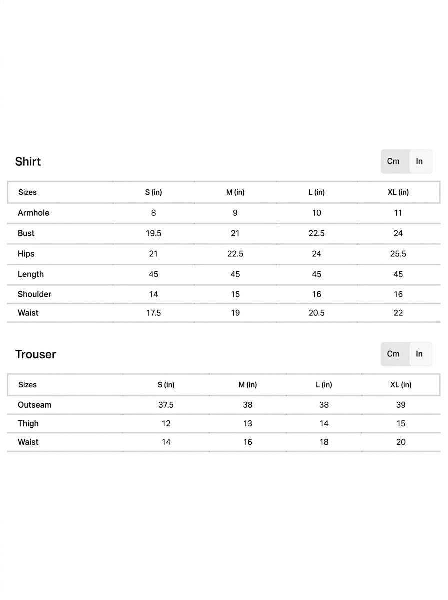 Size chart for Forever