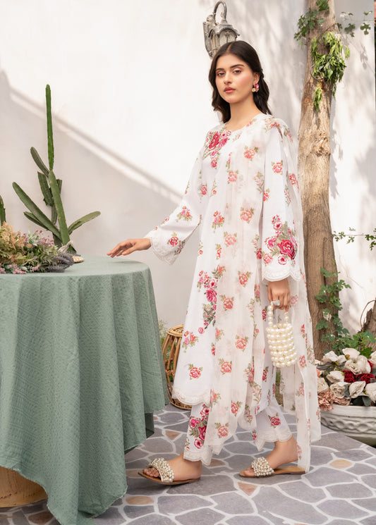 Women’s White Linen Kurta 3 Piece Suit - Ellyse Linen