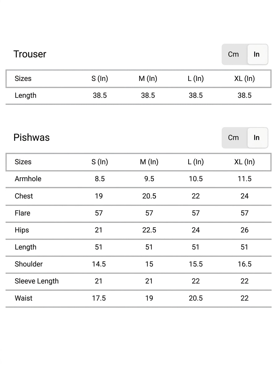 Size chart for Rayfa